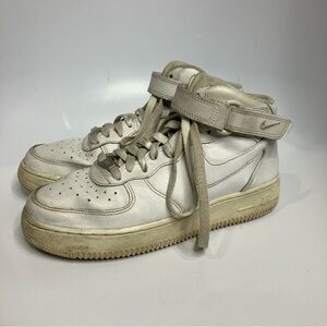 Nike Air Force 1 mid sneakers all white youth size 6.5  casual trendy activewear